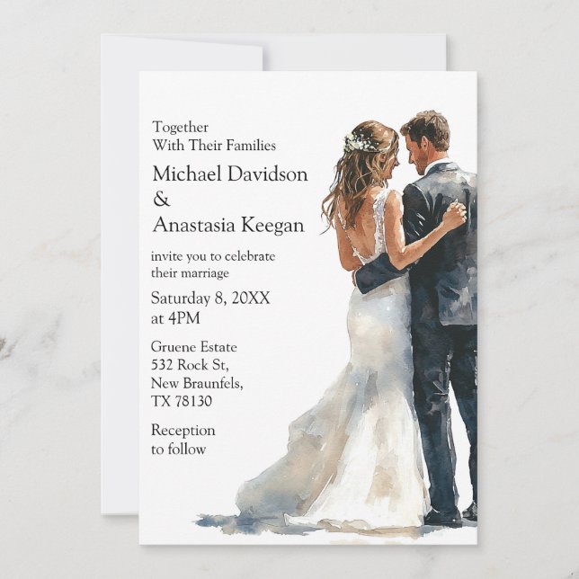 invitación de boda elegante con presupuesto de let (Anverso)