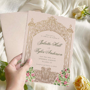 Invitación de Boda Elegante con Puertas Regias de