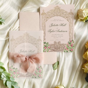 Invitación de Boda Elegante con Puertas Regias de 