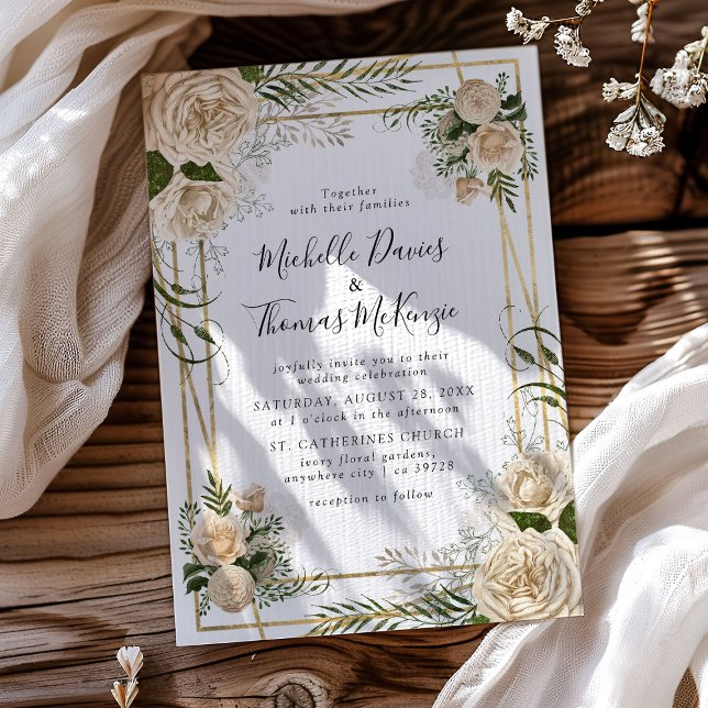 Invitación de boda elegante con ramo floral de mar (Subido por el creador)