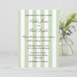 Invitación de boda elegante con rayas de salvia pá