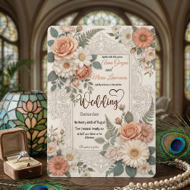 Invitación de boda elegante con relieve floral fal
