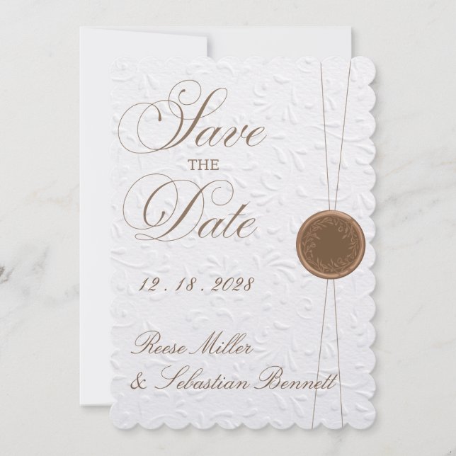 Invitación de boda elegante con relieve para guard (Anverso)