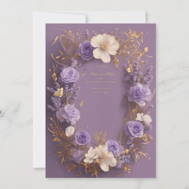 Invitación de boda elegante con tema de amor román (Anverso)