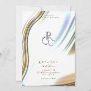 Invitación de boda elegante con textura de lámina