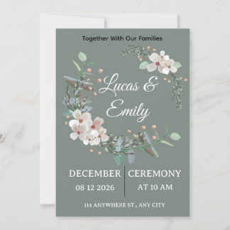 Invitación de boda elegante con vegetación