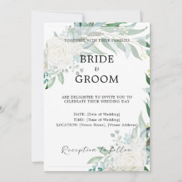 Invitación de boda elegante con vegetación floral