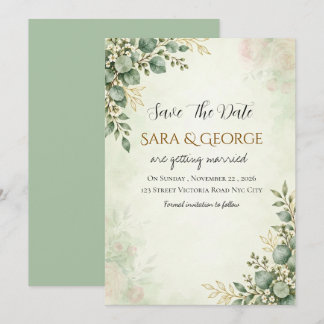 Invitación de boda elegante con vegetación para gu