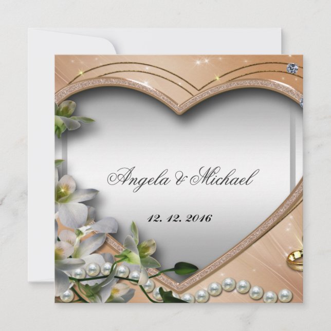 Invitación de boda elegante corazón (Anverso)