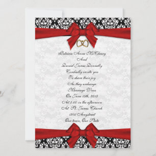 Invitación de boda elegante Damasco con arco rojo