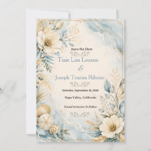 Invitación de boda elegante de acuarela costera