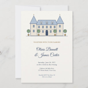Invitación de boda elegante de Château francés