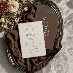 Invitación de boda elegante de chocolate marrón