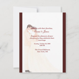Invitación de boda elegante de color burdeos