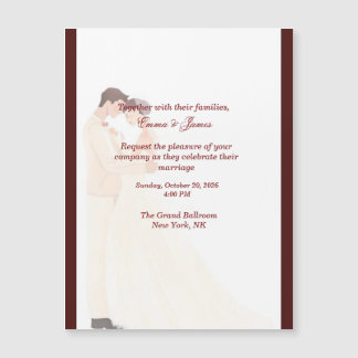 Invitación de boda elegante de color burdeos