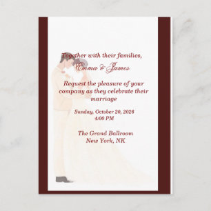 Invitación de boda elegante de color burdeos