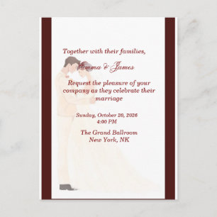 Invitación de boda elegante de color burdeos