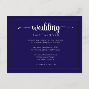 invitación de boda elegante de color púrpura navy