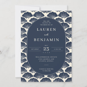 Invitación de boda elegante de concha de mar en az