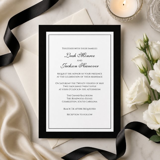 Invitación de boda elegante de corbata negra (Subido por el creador)
