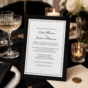Invitación de boda elegante de corbata negra