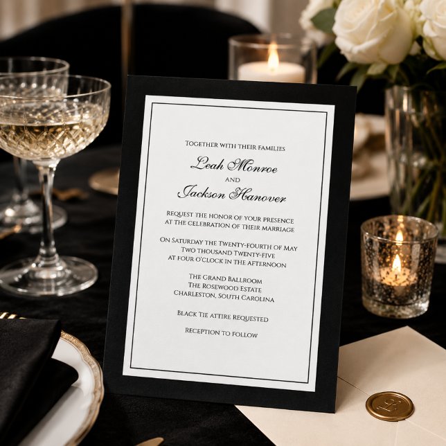 Invitación de boda elegante de corbata negra (Subido por el creador)