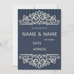 invitación de boda elegante de damasco