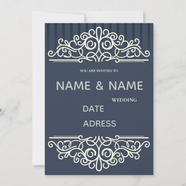 invitación de boda elegante de damasco (Anverso)