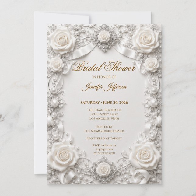 Invitación de boda elegante de encaje (Anverso)