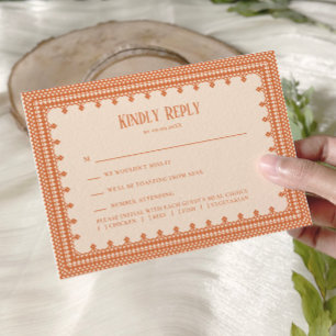 Invitación de boda elegante de encaje de melocotón