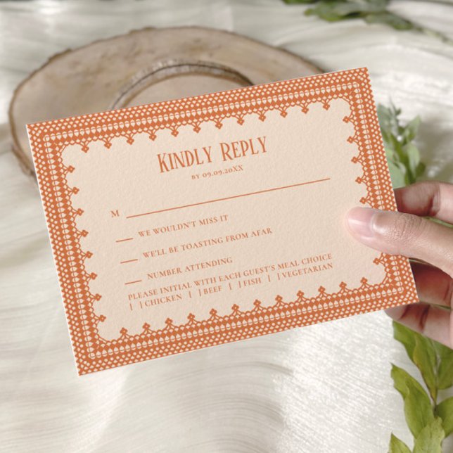Invitación de boda elegante de encaje de melocotón (Subido por el creador)
