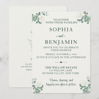Invitación de boda elegante de eucalipto