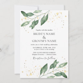 Invitación de boda elegante de eucalipto dorado