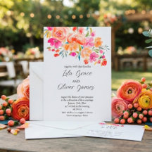 Invitación de boda elegante de flores silvestres