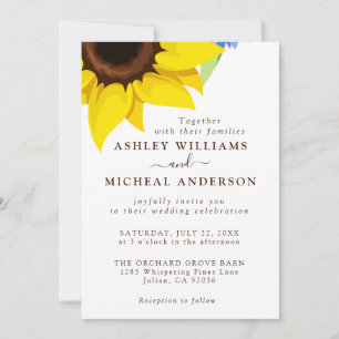 Invitación de boda elegante de girasol con foto