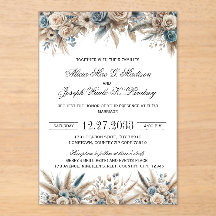 Invitación de boda elegante de hierba de Pampas Bo