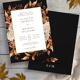 Invitación de Boda Elegante de Hojas de Otoño