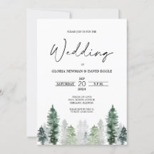 Invitación de boda elegante de invierno de montaña
