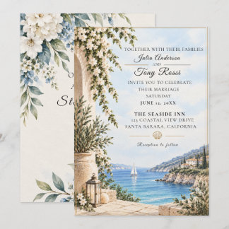 Invitación de boda elegante de la costa mediterrán