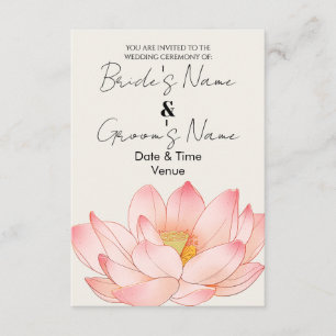 Invitación de boda elegante de loto en acuarela