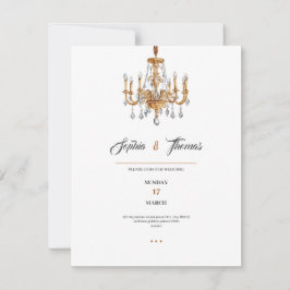 Invitación de boda elegante de lujo dorada