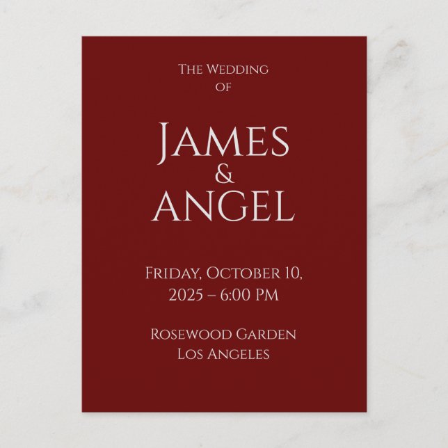 Invitación de Boda Elegante de Lujo | Totalmente e (Anverso)