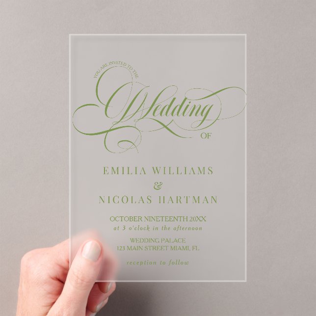 Invitación de boda elegante de lujo verde (Insitu (portátil))