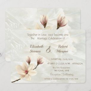 Invitación de boda elegante de magnolia de mármol