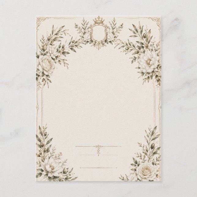 Invitación de boda elegante de marfil con champán  (Anverso)