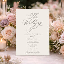 Invitación de Boda Elegante de Marfil con Reverso 