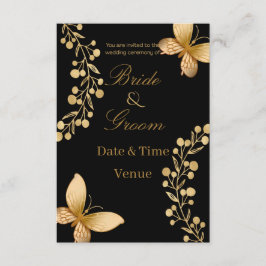 Invitación de boda elegante de mariposa negra y do