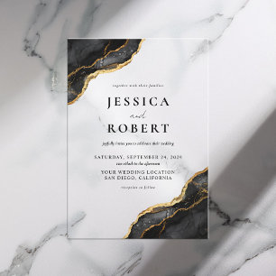 Invitación de boda elegante de mármol de ágata de