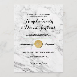 Invitación de boda elegante de mármol dorado Art D