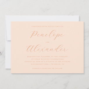 Invitación de boda elegante de melocotón